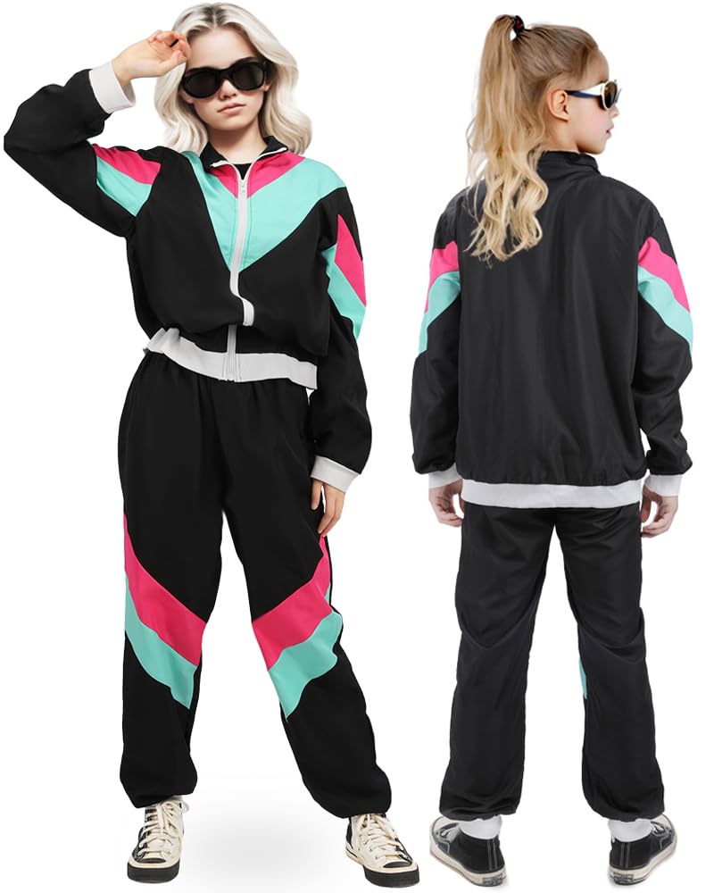 Amazon.com: shyhand 80s Tracksuit Hip Hop Costume for Kids